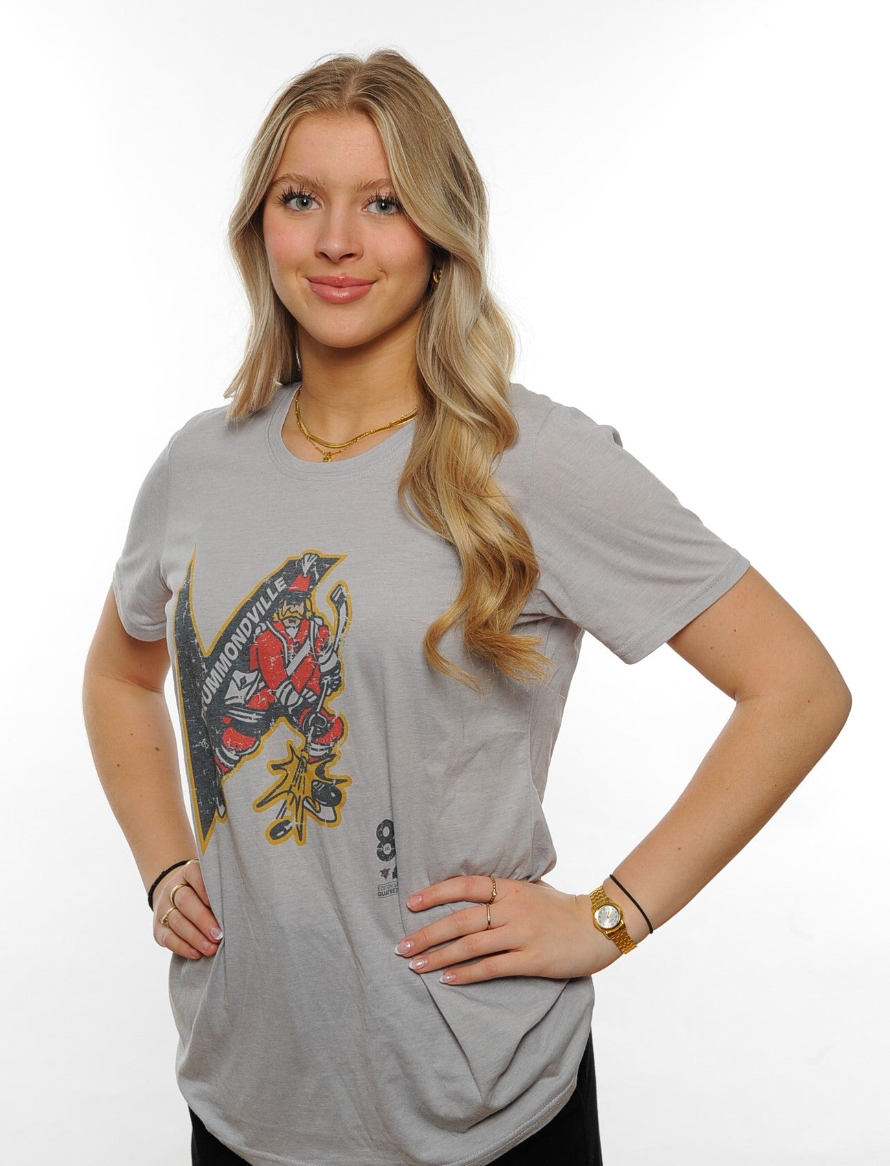 T-SHIRT GRIS CHINÉ (F) LOGO V