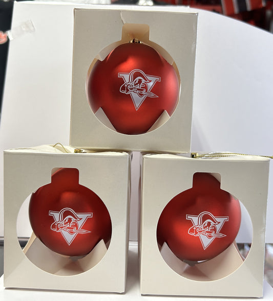 BOULE DE NOËL ROUGE LOGO BLANC