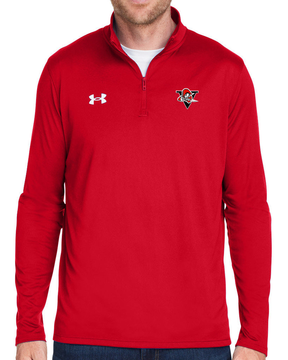 1/4 ZIP MANCHE LONGUE ROUGE UNDER ARMOUR