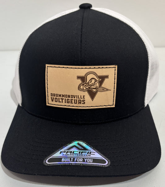 CASQUETTE NOIRE ET BLANCHE LOGO CUIR