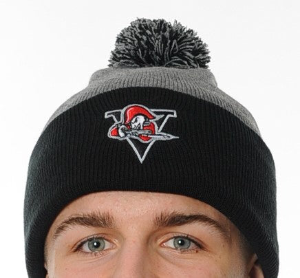 TUQUE GRISE, BORDURE ET POMPON NOIR