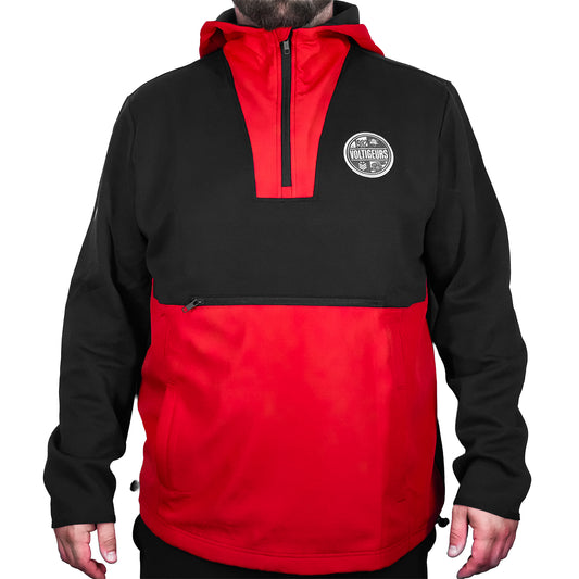 HOODIE NOIR ET ROUGE LOGO ROND